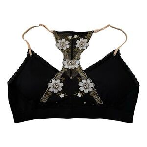 SALE🚨NWOT🖤Boutique Brand Embroidered Racerback Bra Adjustable Straps